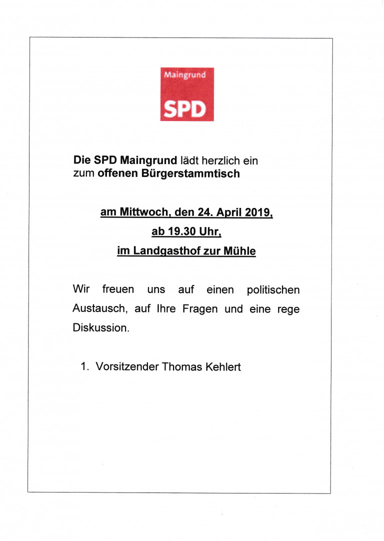 SPD-Maingrund Bürgerstammtisch im April